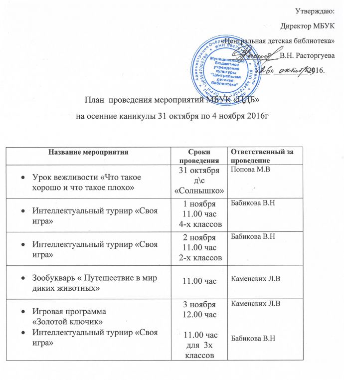 План на летние каникулы в сельском клубе